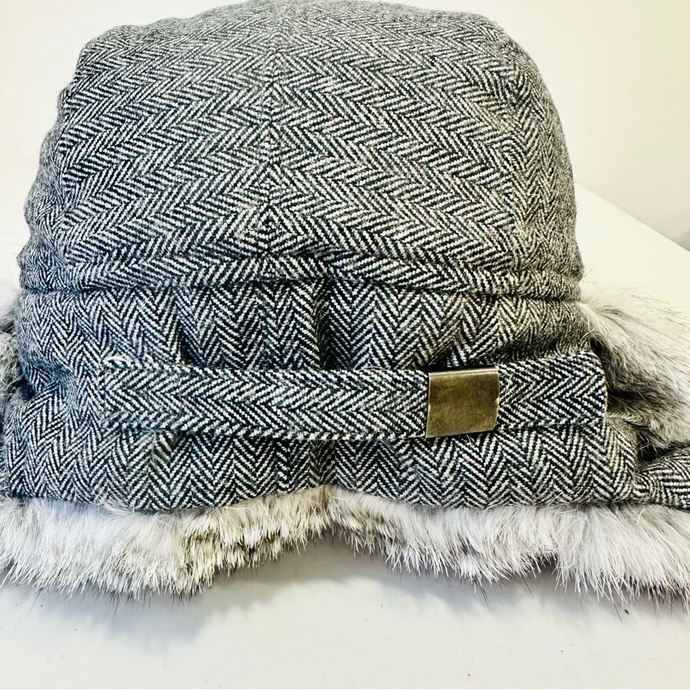 Men Wool Blend‎ Trapper Hat with Fur Ear Flap Winter Warm S/M
